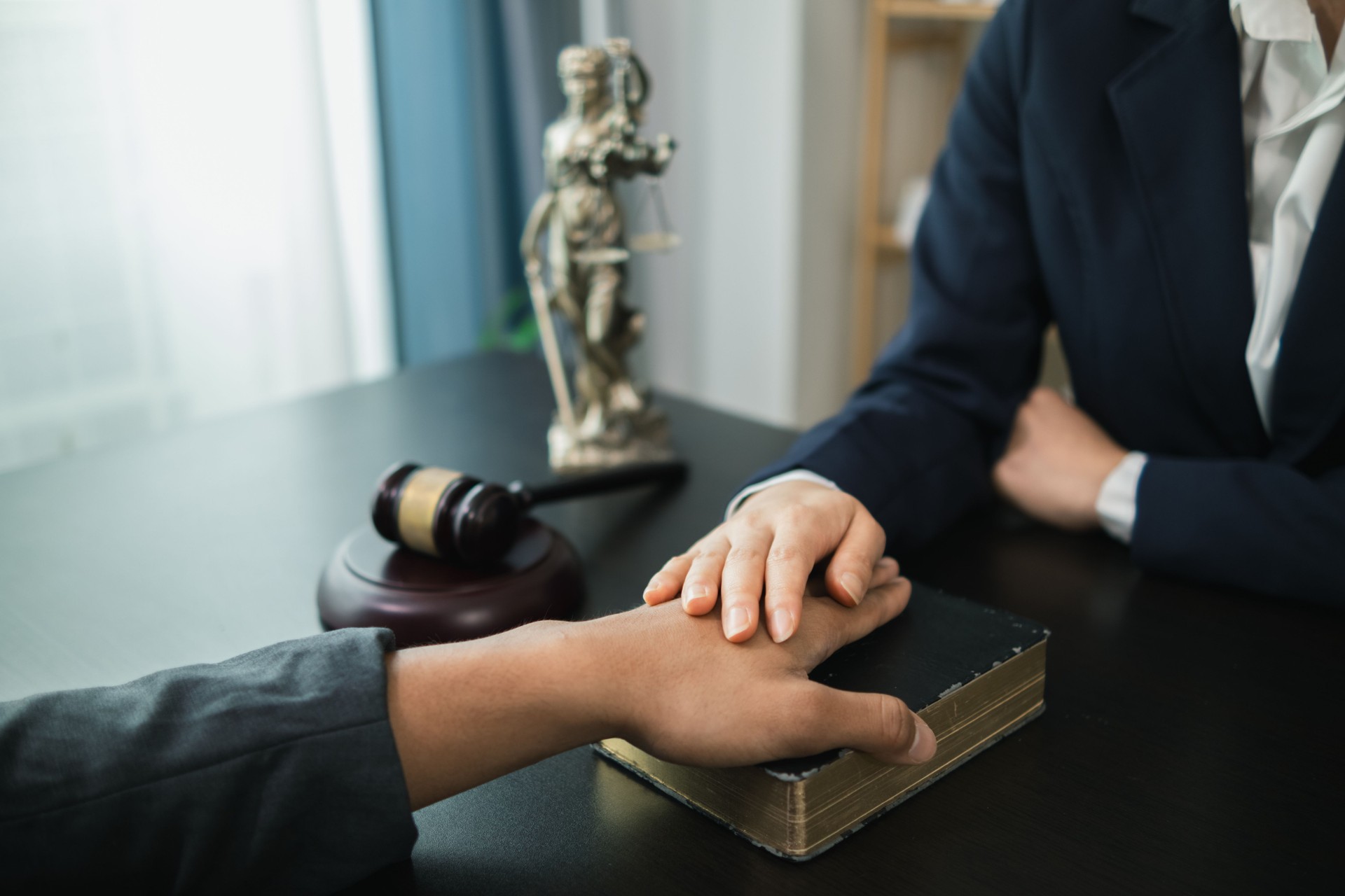 Lawyers sit inside the law office waiting to give advice to clients who need help with legal matters to prevent mistakes in business investment. Concept of receiving legal advice with team of lawyers.